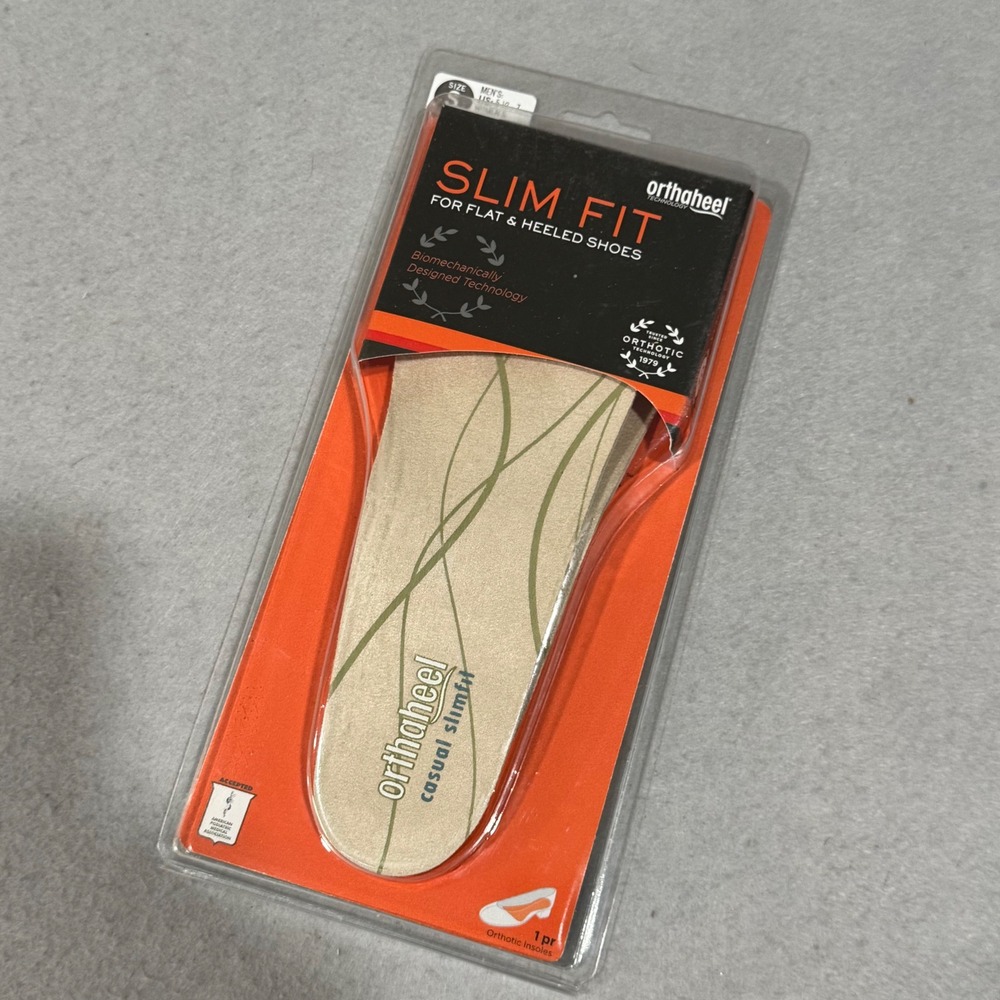 Orthaheel Slim Fit Orthotic Insoles Men 5.5-7 Women 6.5-8 Tan Dress Shoe Inserts